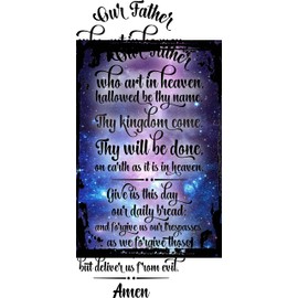 Galaxy Inspirational Wall Sign The lord's prayer our father cursive faith religious god jesus Metal Wall Sign Decor Funny Gift