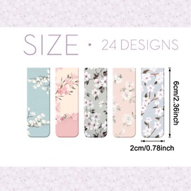 Dianelhall 24 Pcs Magnetic Bookmarks for Women Floral Book Markers Women's Day Gifts Flower Bookmark Assorted Book Magnets Page Markers Clip Bookmarks for Books Lovers Students Teachers Reading