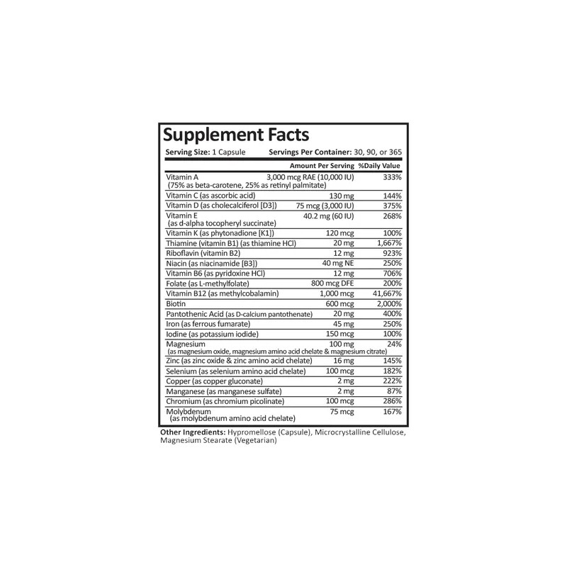 Procare Health Bariatric Multivitamin 45mg Iron Bypass 30cáp Sin Sabor
