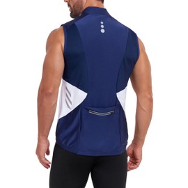 Little Donkey Andy Men's Half Zip Breathable Cycling Vests Reflective Sleeveless Jerseys Lightweight Bicycle Running Royal Blue M
