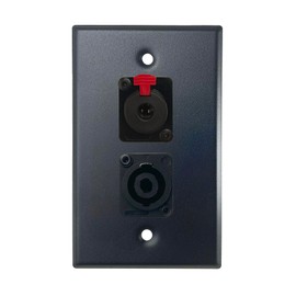 Black PROCRAFT SPL-2X-BK-VAR 1 Gang Stainless Pro Audio Installation Wall Plate Loaded, Made in the USA (Locking 1/4" (TOP), SpeakON Style (BOTTOM))