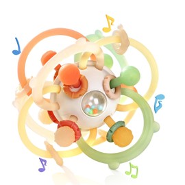 Sonajero Masticar Juguetes, Goma Dental Montessori Juguetes,Juguetes Sensoriales Y Estimulacion Temprana, Juguetes Educativos Para Niños Que Estimulan La Mente Y Las Manos De Los Más Pequeños (Blanco-2)