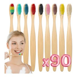 Cepillo Dental Ecológico Bambú Biodegradable 90 Pzs                                                                                                   