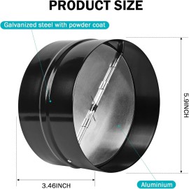 JJ Black 6 in Backdraft Damper Insert Backflow Preventer Inline Fan Vent Deflector