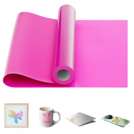 Euvin Pink Permanent Vinyl Roll - 10 FT x 12" Glossy Pink Adhesive Vinyl for Cricut, Silhouette Cameo, Craft, Sign, Wall Sticker