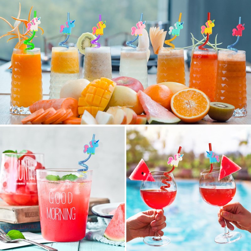 FainFun Children's Straws, 6 Plastic Straws, Party Straws, Reusable Drinking