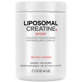 Codeage Liposomal Creatine Powder Supplement - 3-Month Supply - 5000mg Creatine Monohydrate Pre Workout & Post Workouts - Unflavored Creatine, Pure Creatine Powder, Creatinine for Sports - 90 Servings