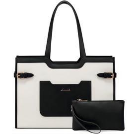 LOVEVOOK Laptop Bag for Women 15.6 Inch Leather Laptop Tote Bag for Women Large Capacity Work Bag with Clutch Purse Waterproof Computer Bags Business Briefcase Office Bag