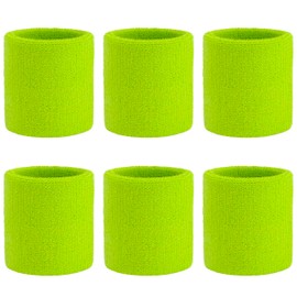 HPWFHPLF Premium Wrist Sweatbands: Stay Dry, Play Hard - Ideal for Tennis, Football, Basketball, Running, 6 Pack Cotton Sweatbands for Men Women & Kids (Green)