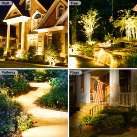 CREPOW Solar Spot Lights Outdoor, Solar Landscape Spotlights IP65 Waterproof 9.8ft Cable, Auto On/Off Outdoor Wall Lights for Garden Yard Driveway Porch Walkway Pool (1-in-1 3000K Warm White 4 Pack)