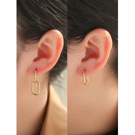 JOVALA Gold/Silver Link Chain Earrings Hoop for Women Teen Girls Paperclip U Hoop Earrings Minimalist Square Huggie Drop Earrings