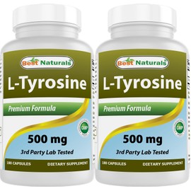 Best Naturals L-Tyrosine 500 mg 180 Capsules (Pack of 2)