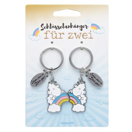 Sheepworld Keyring for Two "Rainbow" | Pendant Set, Two Pendants with Key Ring, Zinc Alloy, Iron, Metal | Gift, for Two, for Couples | 47009