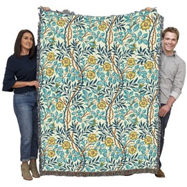 Pure Country Weavers William Morris Sweetbriar Mellow Blanket - Arts & Crafts - Gift Tapestry Throw Woven from Cotton - Made in The USA (72x54)