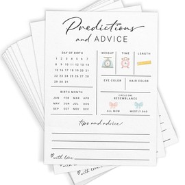 CHarmeFleur Baby Predictions & Advice Cards for Parents - Baby Shower Game, Wishes for Mum & Dad, Gender Revelation Boy or Girl, Modern Minimal Design, 30 Cards