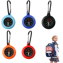 SIXHAOBU Pack of 5 Compass Children, Outdoor Bushcraft Compass with Carabiner Hook, Compass Children Outdoor, Mini Survival Compass with Portable Carabiner Hook for Outdoor Holiday Camp, Camping