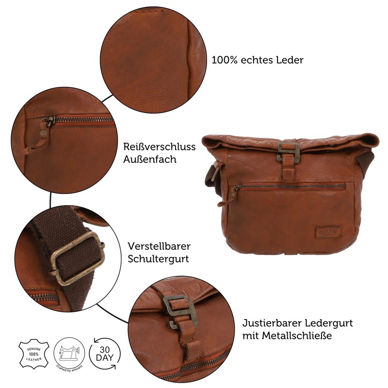 Gusti Auna Leather Shoulder Bag Brown Leather, brown