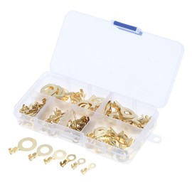 KSOPUERT 150PCS M3 M4 M5 M6 M8 M10 O-Shaped Non-Insulated Copper Ring Terminal Block Cold Pressed Wire Crimp Connectors Assortment