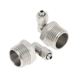 INFINAUTO Push to Connect Air Fittings 1/4" 90 Degree Air Line Quick Joint Nickel-plated Copper 1/2"BSPT 2 Pcs Silver Tone