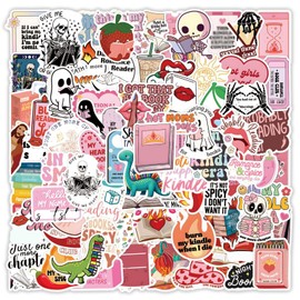 100Pcs Book Stickers for Kindle, Pink Bookish Sticker Funny Booktok for Book Lovers Readers, Reading Stickers Decals for Water Bottle Bike Laptop Luggage Guitar Scrapbook Helmet