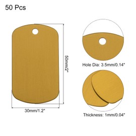 Rebower Aluminum Blank Tags Engraving Metal Stamping Blanks,[for Number Tag, Dog Tag,Pendant Decoration] - 2 x 1.2 Inch/Yellow / 50 Pcs