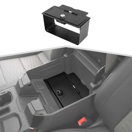 Center Console Armrest Storage Box fit for Chevy Silverado GMC Sierra 2022+ Center Console Safe Organizer with Lock Interior Storage Accessories