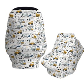 Muishi Cars Truck Tractor Baby Car Seat Covers Carseat Canopy Soft Infant Stroller Cover Nursing Breastfeeding Covers for Girls Boys Newborn