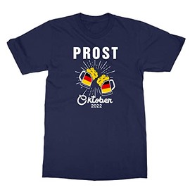 LES TRICOT Prost October 2022 Germany Flag Festival Beer Mug Unisex T-Shirt (Navy, X-Large)