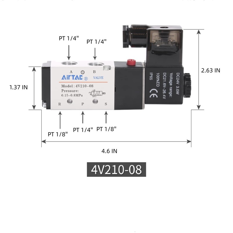 Solenoid Valve DC24V AirTAC 4V210-08 1/4"PT Pneumatic Air 2 Position