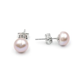 CERASILVER Lujosos pendientes de perlas de agua dulce de plata de ley 925 para mujeres y niñas (6 tamaños), 6 mm, Plata de ley Plata, nácar,