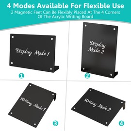 2PCS Black Acrylic Weekly Dry Erase Board with Stand for Desk, 12x8 Small Desktop Whiteboard Magnetic Fridge Calendar Memo Board, Daily Planner Blackboard Easel for Office, School