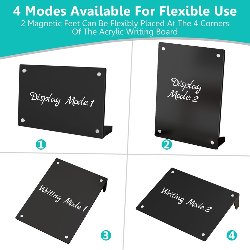 2PCS Black Acrylic Weekly Dry Erase Board with Stand for