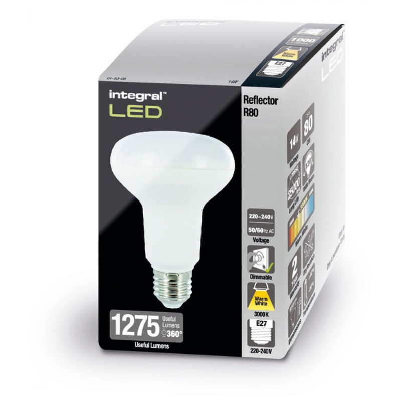 Integral LED R80 Reflector 14W 3000K 1000lm E27 Dimmable Lamp
