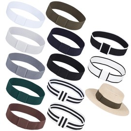 OLYCRAFT 12 Colors Bowknot Tie Stretchable Hat Band 21.6 Inch Bowknot Polyester Elastic Hat Bands 1.5 Inch Wide Stretchable Hat Band Hat Bands for Women Men Cowboy Straw Hat Band Accessories
