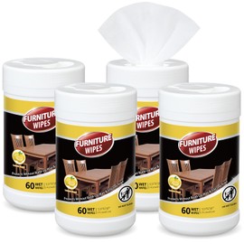 Swiffen 4 Pack Wood Furniture Wipes 240 Count Wood Furniture Cleaner and Polish Wipes Remove Dirt and Grime Buildup Cabinet Cleaner for Wood Surfaces Floors Kitchen Bathroom Cabinet Cleaning
