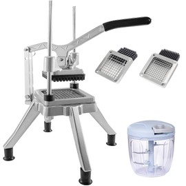 BotaBay Commercial Vegetable Fruit Chopper 1/4″&3/8″ Blade Heavy Duty Professional Food Dicer Kattex French Fry Cutter Onion Slicer Stainless Steel For Tomato Peppers Potato Mushroom, Silver