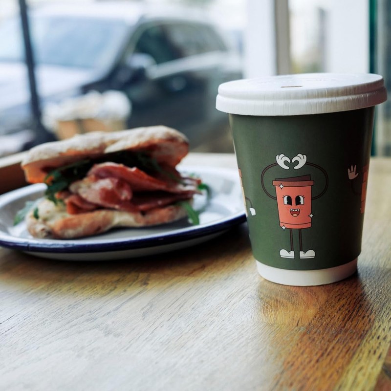 AIOS Plastic Free Aqueous Double Walled Coffee Cups with Sip