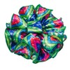 Rainbow Print Hair Bow with Ruffled Fabric and Claw Clip,