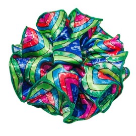 Rainbow Print Hair Bow with Ruffled Fabric and Claw Clip, Large, Decorative Hair Accessory for Women