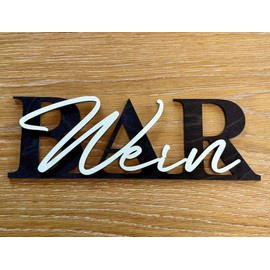 Wein-BAR Schild mit 3D-Schriftzug aus Holz (30cm) Schwarz