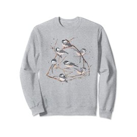 Tree Branches Nature Animal Lover Vintage Birds Chickadee Sweatshirt
