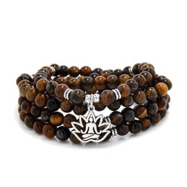 oasymala Versatile 108 Stone Beads Yoga Pendant Mala Necklace - Wearable as a Bracelet, Stone, No Gemstone