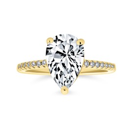 Pear Shape Teardrop Pear Shape Solitaire AAA CZ Engagement Ring For Women 1MM Band Cubic Zirconia Yellow Gold Plated .925 Sterling Silver