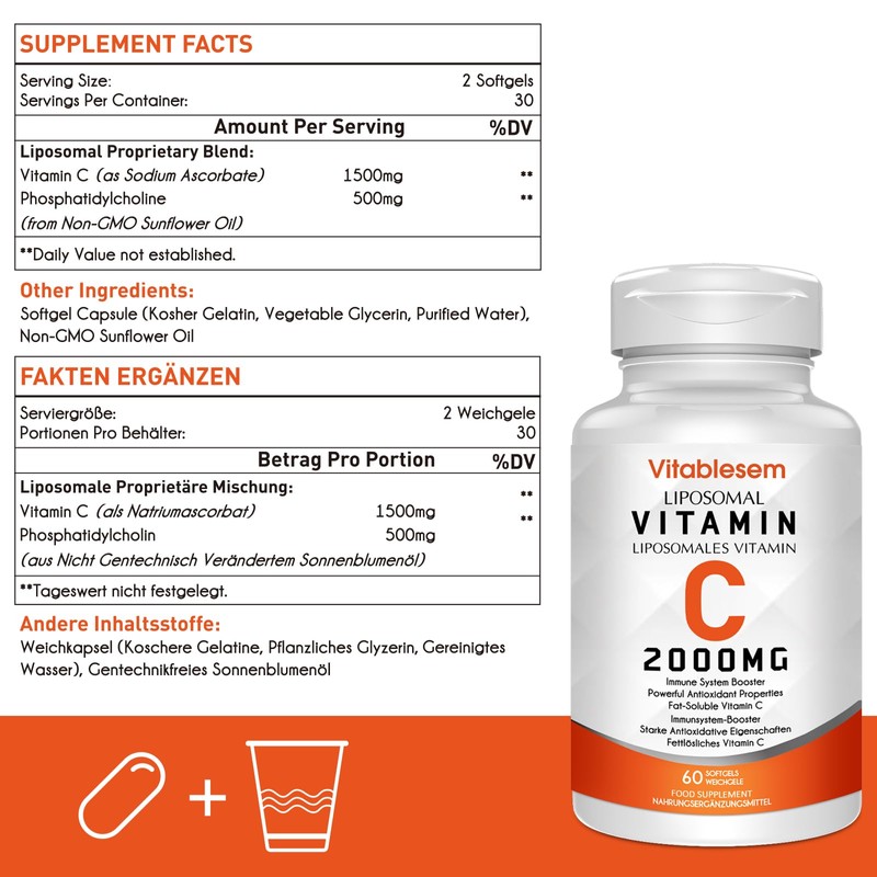 Liposomal Vitamin C Capsules 2000MG (3 Pack) - High Strength