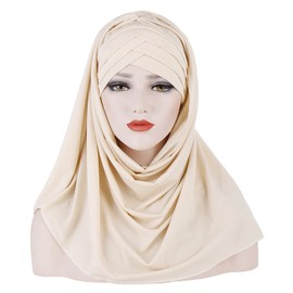 Women Solid Color Muslim Turban Hijab Cap Long Hejab One Piece Islamic Head Scarves Shawl Wrap