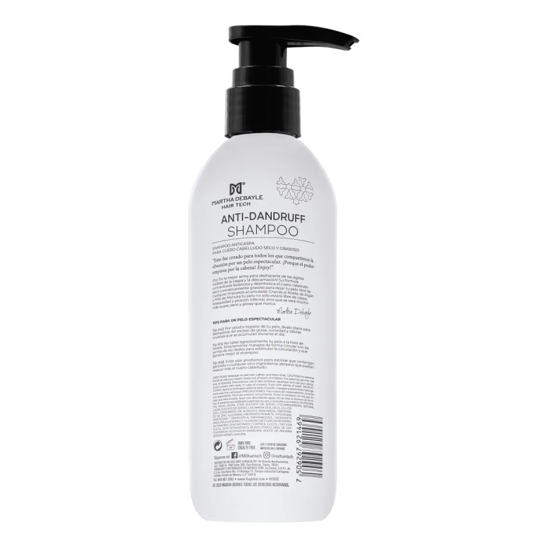 MARTHA DEBYALE HAIR TECH Anti-Dandruff Shampoo. Anti Caspa, Con Piritionato