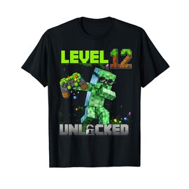 Level 12 Unlocked - Birthday Boy Pixel Gamer 12nd Birthday T-Shirt
