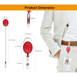 Fushing 20Pcs Retractable ID Badge Holders ID Badge Reels with Clip Retractable Badge Holders for Office Worker Doctor Nurse (Red)