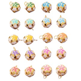 Felimoa Accessory Charm, Bell, Flower Motif, Handmade, 10 Colors, Total of 50 Pieces, Turquoise
