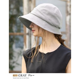 LOUN Sea Women's Hat, Large Size, Light UV Aerial Hat, Cool to Touch, Wide Brim, Full Light Blocking, UV Protection, Includes Chin Strap, gray